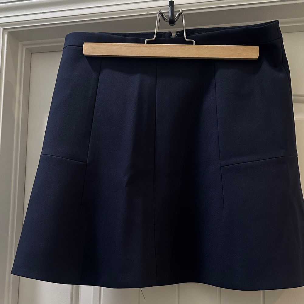 J. Crew Fluted Flare Double Crepe High Waist Navy Skirt